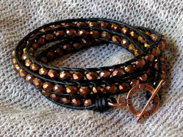 Copper Crystal Triple Wrap Bracelet