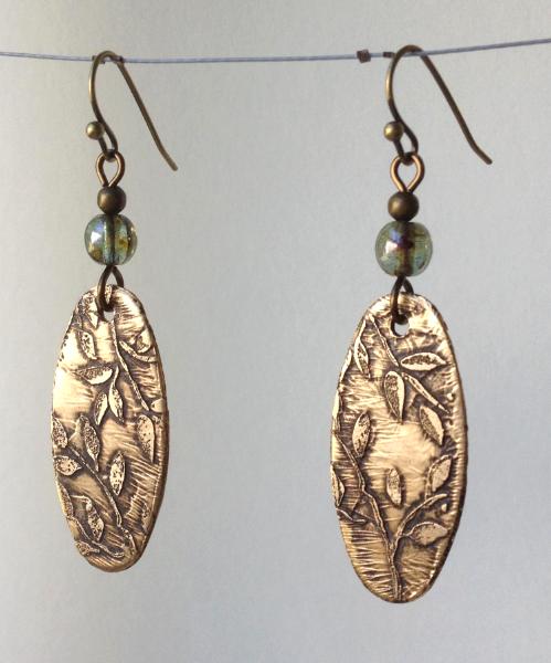 Etched Brass and Glass Earrings