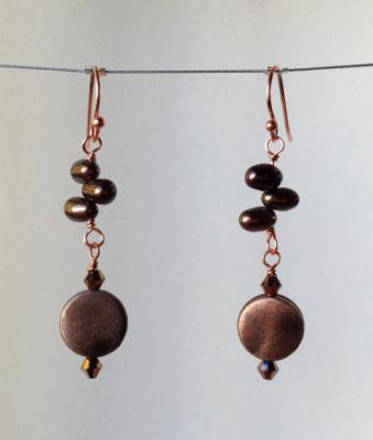 Copper and Pearl Earrings
