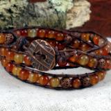 Warm Carnelian and Copper Wrap Bracelet