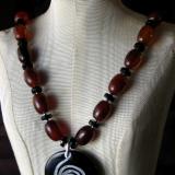 Carnelian and Black Glass Necklace