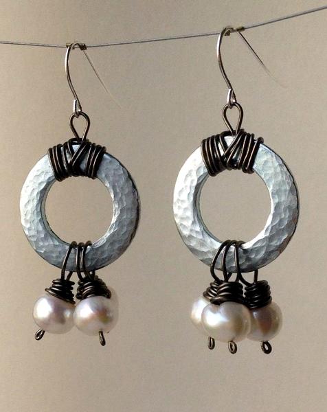 Steel and Gunmetal Pearl Earrings