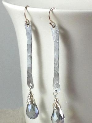 Aluminum and Smoke Crystal Earrings