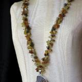 Serpentine Necklace with Ammonite Pendant