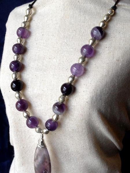 Amethyst Leather Necklace