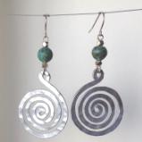 Aluminum Spiral and Turquoise Earrings