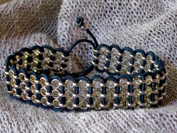 Woven Rollo Chain and Leather Bracelet