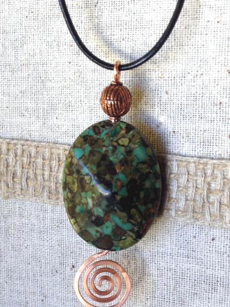 Composite Turquoise and Copper Pendant