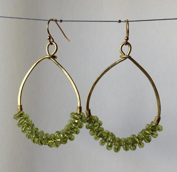 Olivine Green Brass Chandeliers