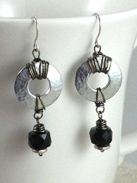 Steel Washer and Smoky Quartz Earrings