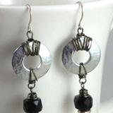 Steel Washer and Smoky Quartz Earrings