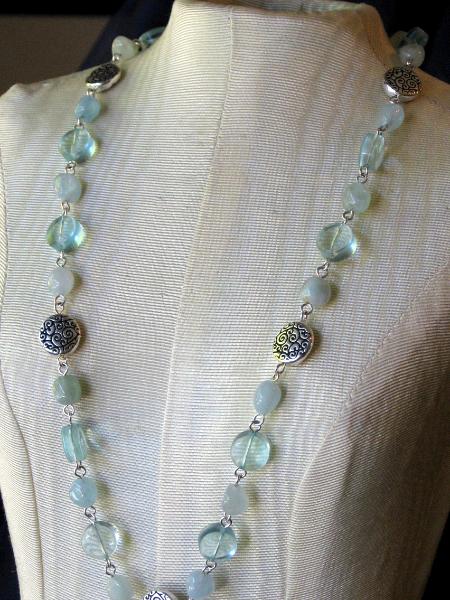 Aquamarine and Glass Links Necklace