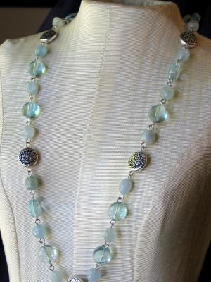 Aquamarine and Glass Links Necklace