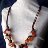 Knotted Leather and Carnelian Necklace