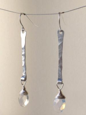 Aluminum and Milky Glass Earrings