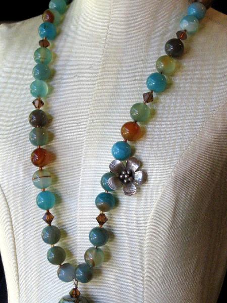 Blue and Brown Agate Necklace