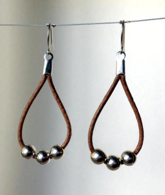 Leather and Silver Earrings